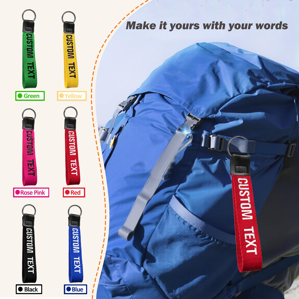 Graceful life Custom Embroidered Keychain, Personalized Wristlet Key chain with Your text/Number, big key tag for Women/Men