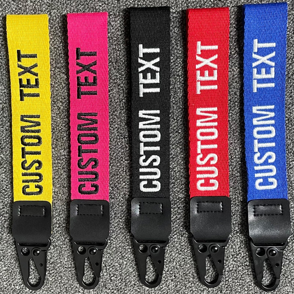 Graceful life Custom Embroidered Keychain, Personalized Wristlet Key chain with Your text/Number, big key tag for Women/Men